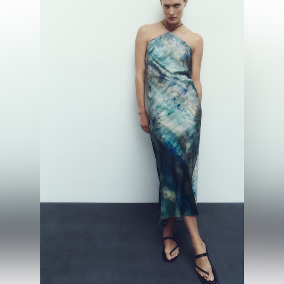NWT Zara tie-dyed halter slip dress - Picture 2 of 4